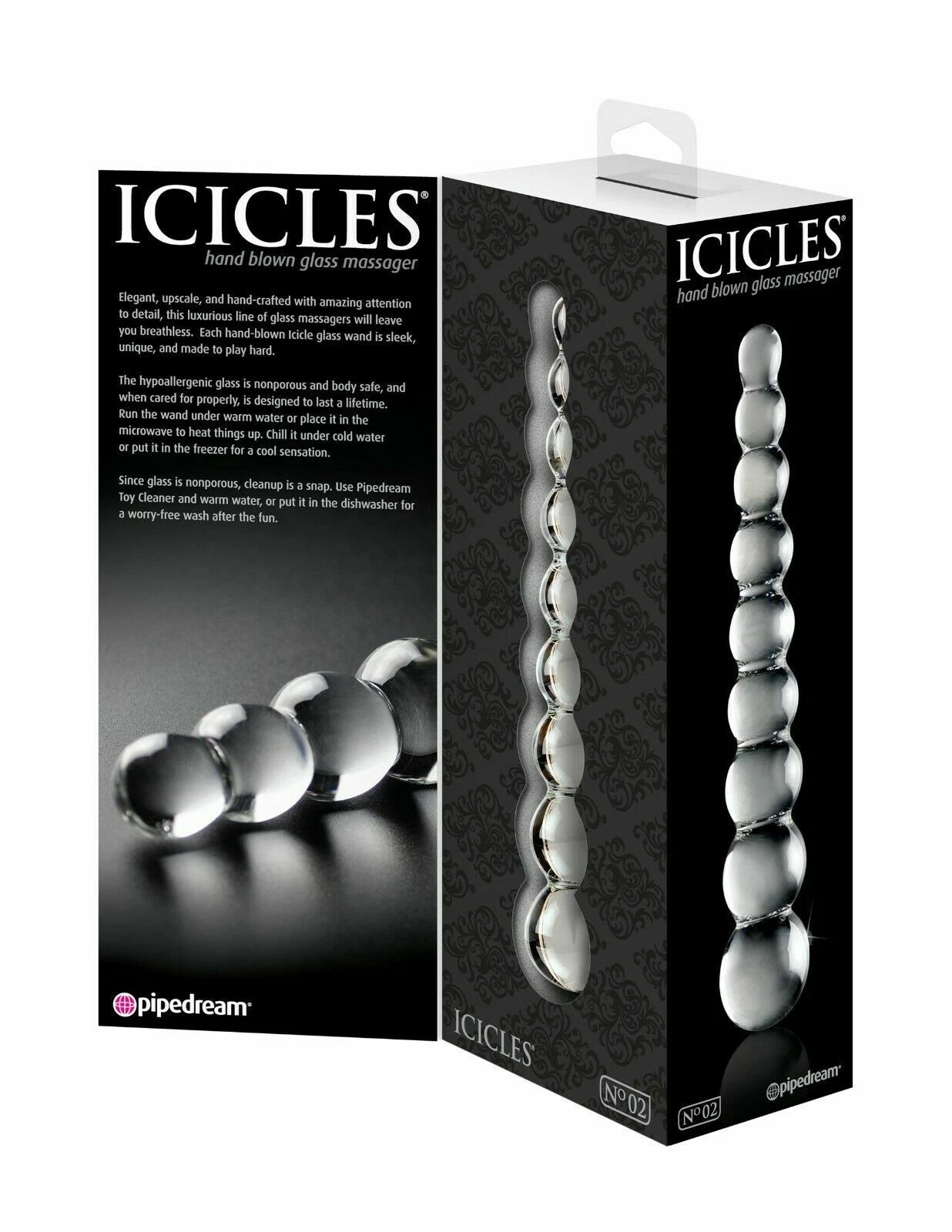 Icicles No.2 Crystal in Vetro Soffiato – Stimolatore a Perle Trasparenti