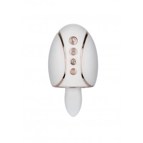 Stimolatore Clitorideo a Suzione con Lingua “Smart Pleasure Queen” – Bianco/Oro