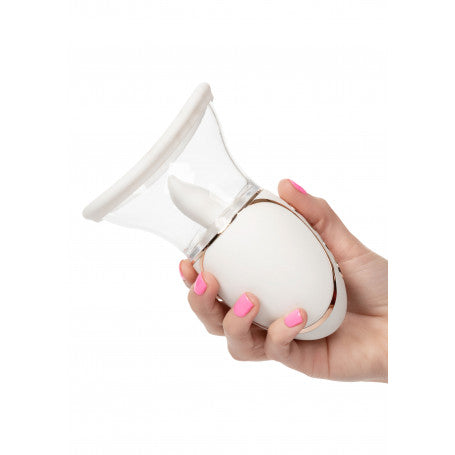 Stimolatore Clitorideo a Suzione con Lingua “Smart Pleasure Queen” – Bianco/Oro