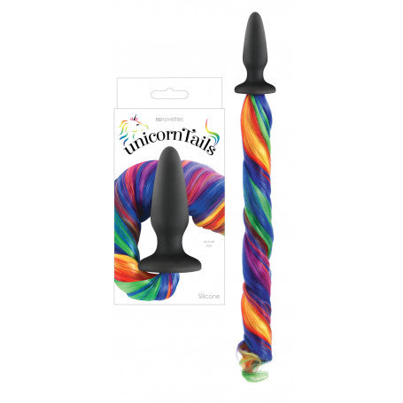 Plug Anale Unicorn Tails – Silicone Nero & Coda Arcobaleno | Fantasy Play & Sensual Cosplay