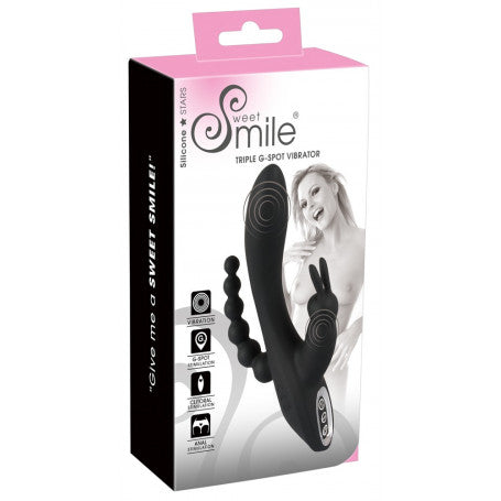 Sweet Smile Triple G-Spot – Vibratore tripla stimolazione con bunny clitorideo e perle anali