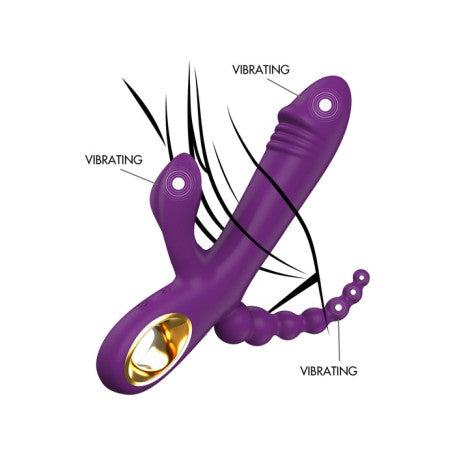 Vibratore Tripla Stimolazione ToyJoy in Silicone – Rabbit + Punto G + Anale