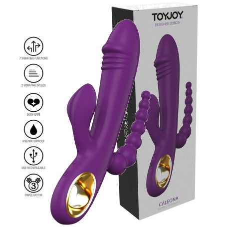 Vibratore Tripla Stimolazione ToyJoy in Silicone – Rabbit + Punto G + Anale