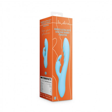Vibratore vaginale Ribbed Ultra Soft Silicone Rabbit Vibrator Glacial Blue