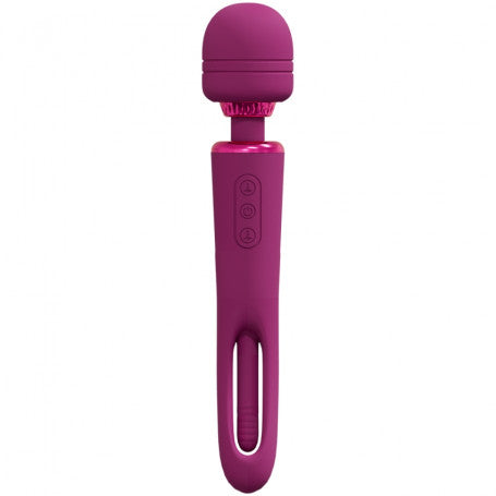 Vibratore wand Kiku Double Ended Wand with Innovative G-Spot Flapping Stimulator Pink /Purple